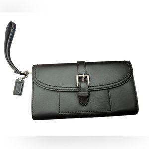 COACH Black Leather Charlie Callie Wallet Wristlet